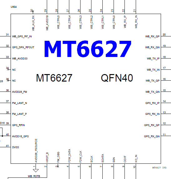 1x MTK6627N MTG627N MT6G27N MT6627 MT6627N QFN40 Puce IC