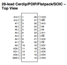 AT28C256-15JU Memory EEPROM parallel 8-bit 32kx8bit 4.55.5V PLCC32 ATMEL 